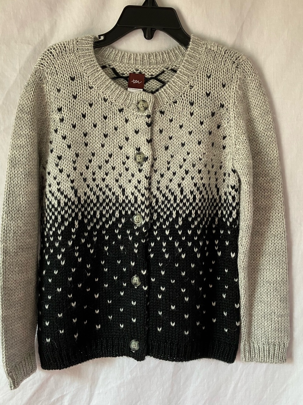 Tea Collection Storm Grey Alpaca Blend Ombre Cardigan Sweater Sz S (4-5) NWT